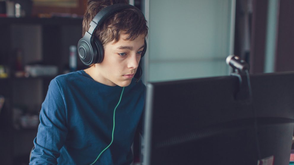 Teenage boy on video conference